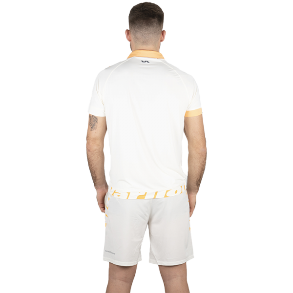 Polo padel Varlion original pro blanco naranja detras